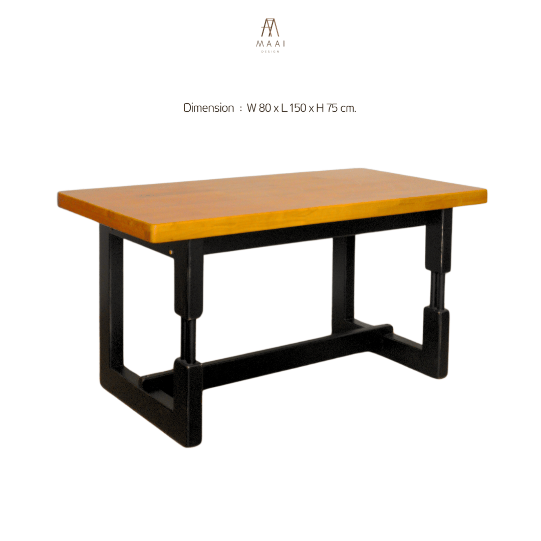 โต๊ะทานข้าวไม้ยางพาราแท้ 4 ที่นั่ง MAAI DESIGN  รุ่น MAYA TABLE ขาดำ สีโอ๊ค_0